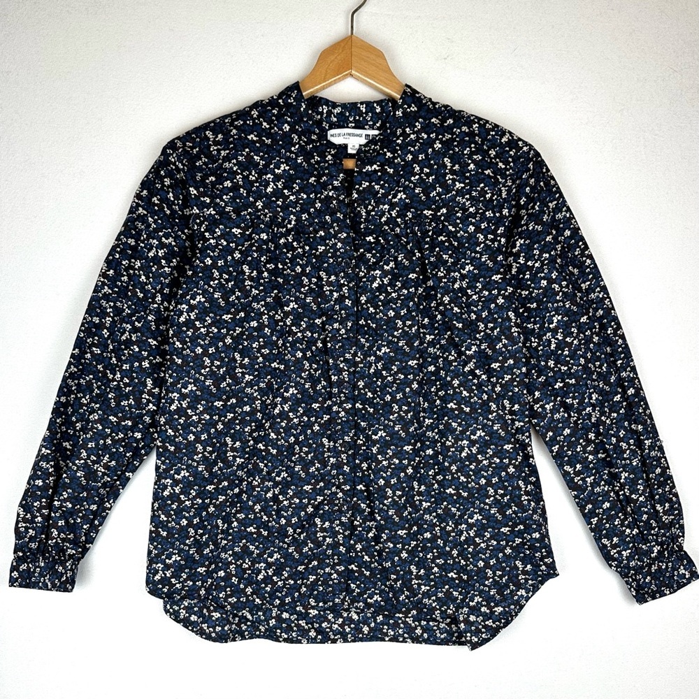 Ines De La Fressange Uniqlo Ditsy Floral Button Up Blouse Office Feminine‎